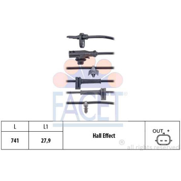 Датчик частоты вращения колеса FORD: B-MAX 1.0/1.4/1.5TDCI/1.6 12-, FI <b>FACET 21.0124</b>