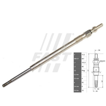 Свеча накала Ducato 244 RUS (250) 2.3JTD PSA Boxer,Jumper 06->3.0 <b>FAST FT82706</b>