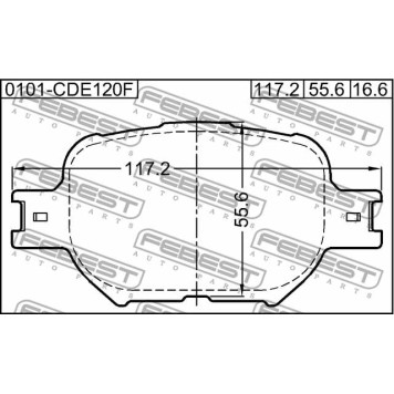 Колодки тормозные дисковые передний для TOYOTA ALLION, ALTEZZA GITA, ALTEZZA, BREVIS, CALDINA, CELICA, COROLLA, CROWN, MARK, OPA, PROGRES, VEROSSA, VISTA, WILL VS <b>FEBEST 0101-CDE120F</b>-3