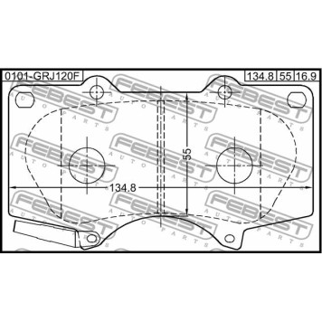 Колодки тормозные дисковые передний для LEXUS GX / MITSUBISHI PAJERO / TOYOTA 4 RUNNER, DYNA, FJ CRUISER, FORTUNER, HILUX, LAND CRUISER 150, LAND CRUISER, SEQUOIA <b>FEBEST 0101-GRJ120F</b>-3
