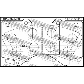 Колодки тормозные дисковые передний для LEXUS LX(URJ201) / TOYOTA LAND CRUISER 200(UZJ2#,VDJ2#), SEQUOIA(UCK6#,UPK6#,USK6#) <b>FEBEST 0101-GRJ200F</b>-3