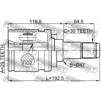 Шарнир приводного вала FEBEST 0111-KUN26-3