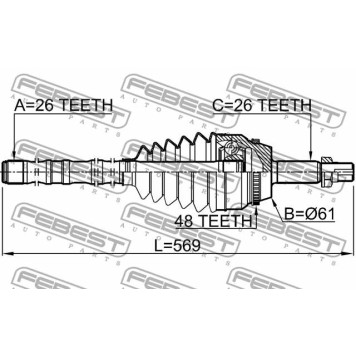 Шарнир приводного вала FEBEST 0114-ACV40L26A48-3