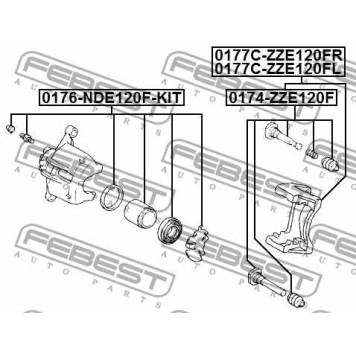 Поршень корпуса скобы тормоза FEBEST 0176-NDE120F-KIT-3
