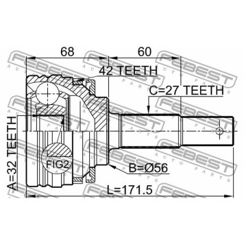 Шарнир приводного вала FEBEST 0210-P10A42-3