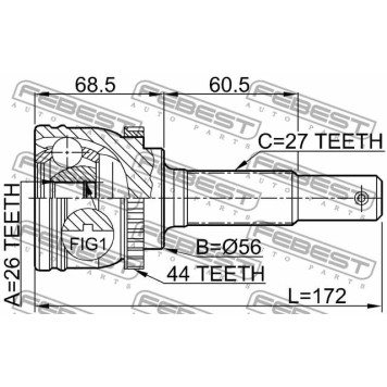 Шарнир приводного вала FEBEST 0210-P12YDA44-3