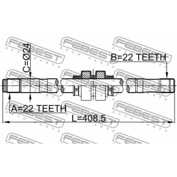 Полуось левая 22x409x22 FEBEST 0212-B10ATLH-1
