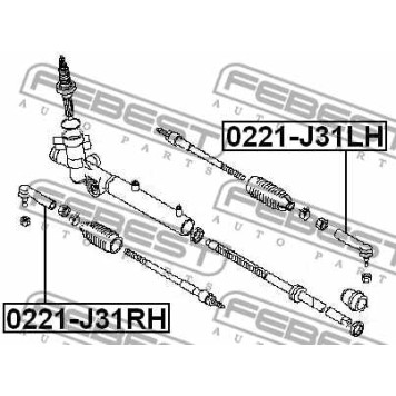 Наконечник поперечной рулевой тяги FEBEST 0221-J31RH-3