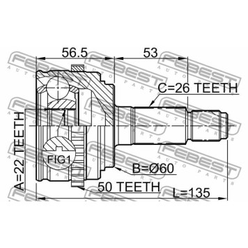 Шарнир приводного вала FEBEST 0310-EUA50-3