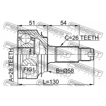Шарнир приводного вала FEBEST 0310-FDAT-3