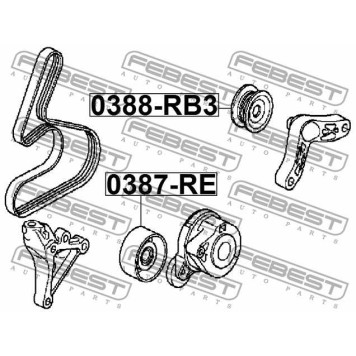 Паразитный / ведущий ролик поликлинового ременя FEBEST 0388-RB3-3