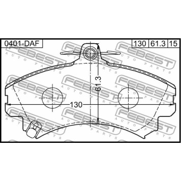 Колодки тормозные дисковые передний для MITSUBISHI COLT(Z2#A,Z3#A) <b>FEBEST 0401-DAF</b>-3