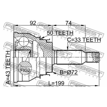 Шарнир приводного вала FEBEST 0410-V75RA50-3