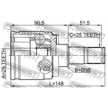 Шарнир приводного вала FEBEST 0411-H77WRH-3