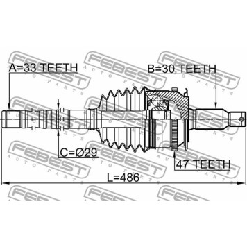 Шарнир приводного вала FEBEST 0414-KB4A47L-3