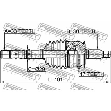 Шарнир приводного вала FEBEST 0414-KB4A47R-3