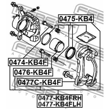 Комплект поддержки корпуса скобы тормоза FEBEST 0477C-KB4F-3