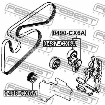 Натяжной ролик поликлинового ременя FEBEST 0487-CX6A-3