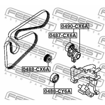 Паразитный / ведущий ролик поликлинового ременя FEBEST 0488-CY6A-3