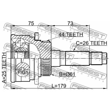 Шарнир приводного вала FEBEST 0510-B25A44-3