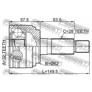 Шарнир приводного вала FEBEST 0510-GHMT-3