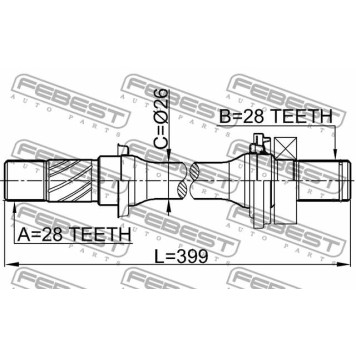 Приводной вал FEBEST 0512-6GG-3