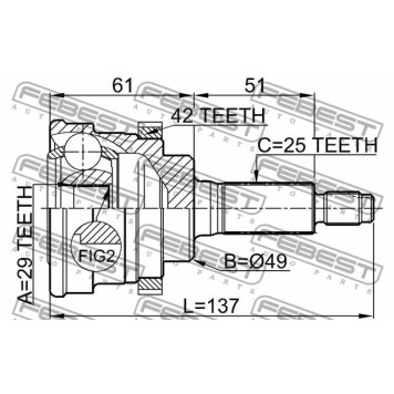 Шарнир приводного вала FEBEST 0710-029A42-3