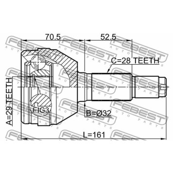 Шарнир приводного вала FEBEST 1010-V200-3