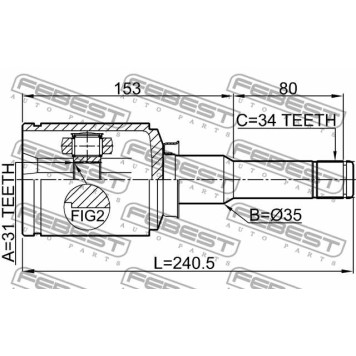 Шарнир приводного вала FEBEST 1011-J300LH-3