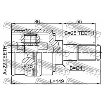 Шарнир приводного вала FEBEST 1211-SOL2WD-3