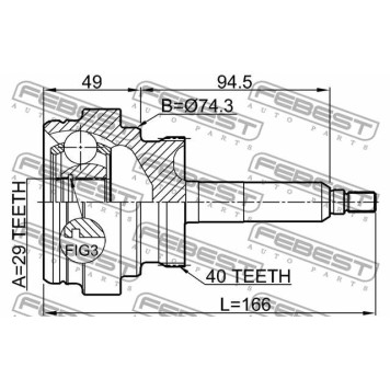 Шарнир приводного вала FEBEST 1410-ACTA40-3