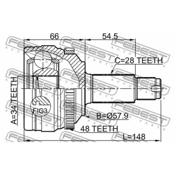 Шарнир приводного вала FEBEST 1410-NAA48-3