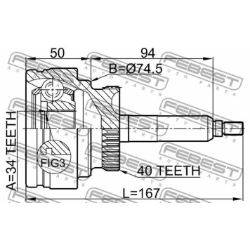 Шарнир приводного вала FEBEST 1410-REXIIPTA40-3