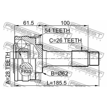 Шарнир приводного вала FEBEST 1610-460A54-3
