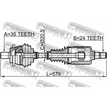 Приводной вал FEBEST 1614-211RH-3