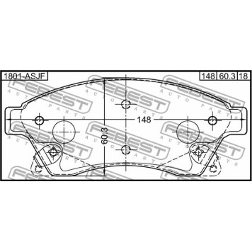 Колодки тормозные дисковые передний <b>FEBEST 1801-ASJF</b>-3