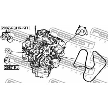 Натяжной ролик поликлинового ременя FEBEST 2087-KJ-3