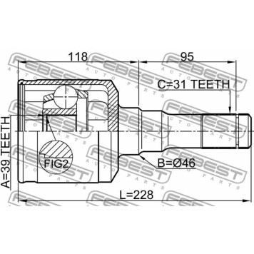 Шарнир приводного вала FEBEST 2111-F150LH-3