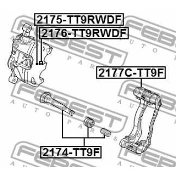 Направляющий болт корпуса скобы тормоза FEBEST 2174-TT9F-3