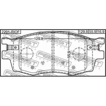 Колодки тормозные дисковые передний для HYUNDAI ACCENT(LC,MC,RB), i10(PA), i20(GB,PB,PBT) / KIA RIO(JB,UB) <b>FEBEST 2201-RIOF</b>-3