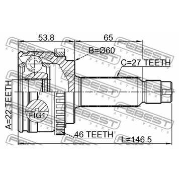 Шарнир приводного вала FEBEST 2210-SOULA46-3