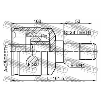 Шарнир приводного вала FEBEST 2211-CARNLH-3