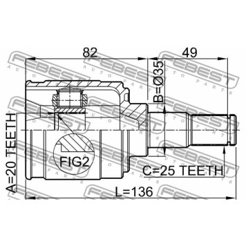 Шарнир приводного вала FEBEST 2211-PICMT-3