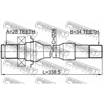 Приводной вал FEBEST 2212-CARRH-3