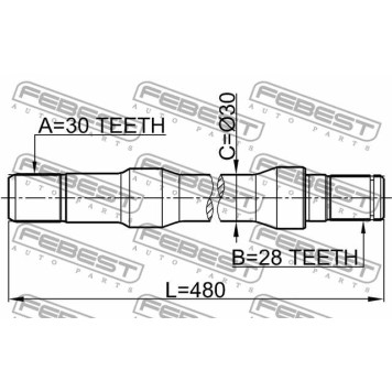 Приводной вал FEBEST 2212-SOR-3