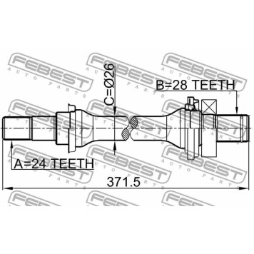 Приводной вал FEBEST 2212-SPAAT-3