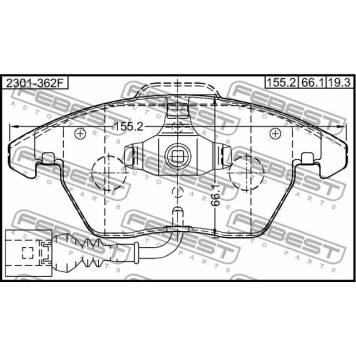 Колодки тормозные дисковые передний для AUDI A1, A3, TT / SKODA FABIA, OCTAVIA, RAPID, ROOMSTER, SUPERB, YETI / VW BEETLE, CADDY, CC, EOS, GOLF, JETTA, PASSAT, POLO, SCIROCCO, TOURAN <b>FEBEST 2301-362F</b>-3