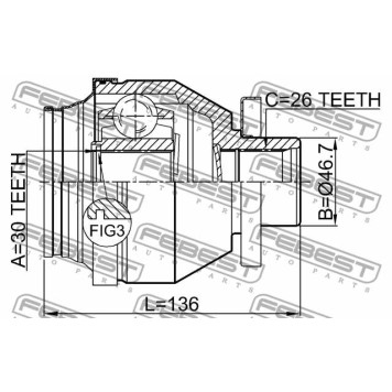 Шарнир приводного вала FEBEST 2311-T5MTLH-3