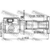 Шрус внутренний правый 27X44.4X26 подходит для VOLKSWAGEN TRANSPORTER/MULTIVAN T5 2003-2015 <b>FEBEST 2311-TR5RH</b>