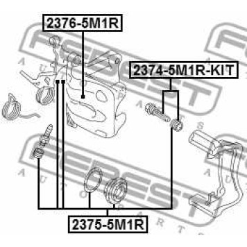Ремкомплект суппорта тормозного заднего подходит для AUDI A3/A3 Sportback (8P) 2003-2013 <b>FEBEST 2375-5M1R</b>-2